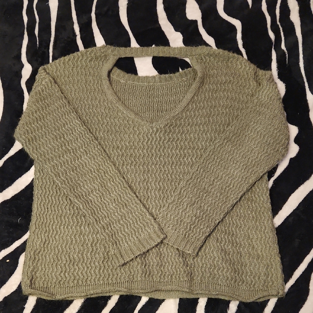 Elegant Olive V-Neck Sweater for Women